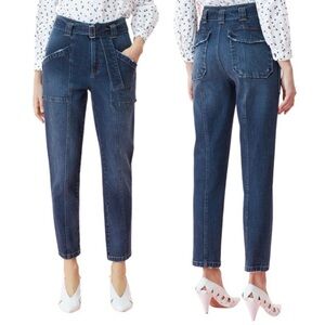 Rebecca Taylor LA VIE Belted Tie Waist Seamed Utility Denim Jeans Size 30 NEW